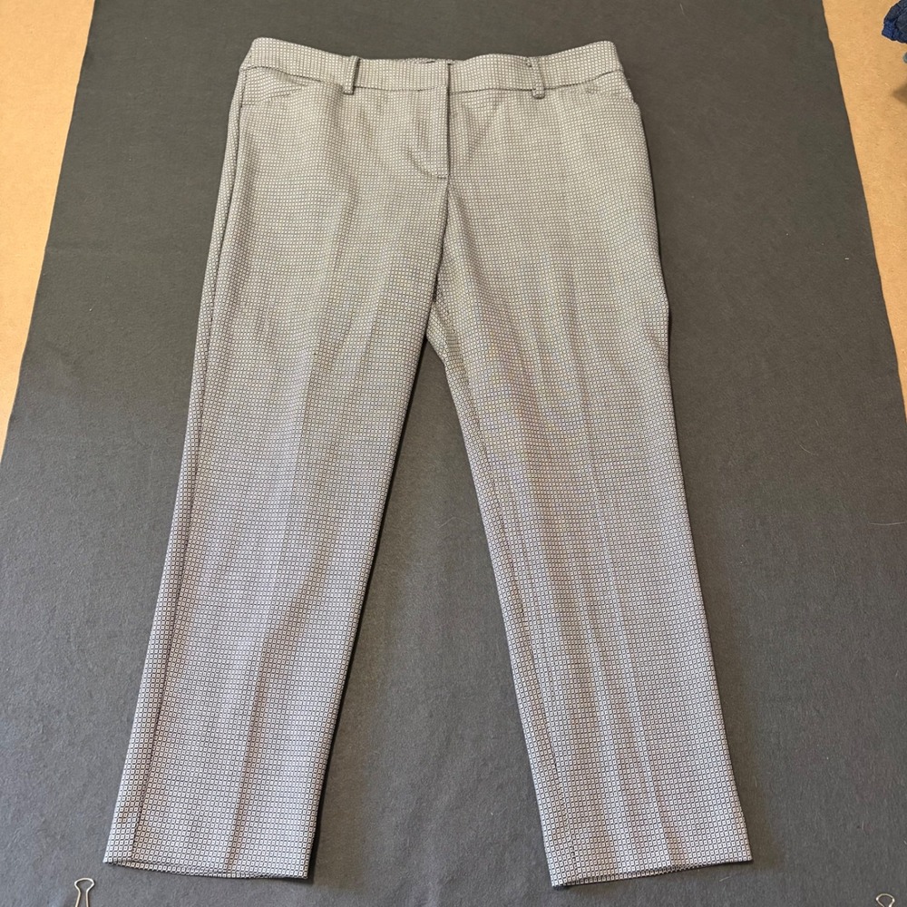 Talbots Hampshire Ankle Pants Womens 12 Black White Geometric Micro Print Casual